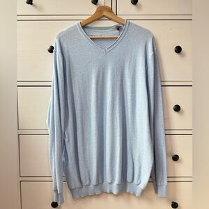 Tommy Bahama Mens Blue Slim Fit Long Sleeve V Neck Pullover Sweater Size XL